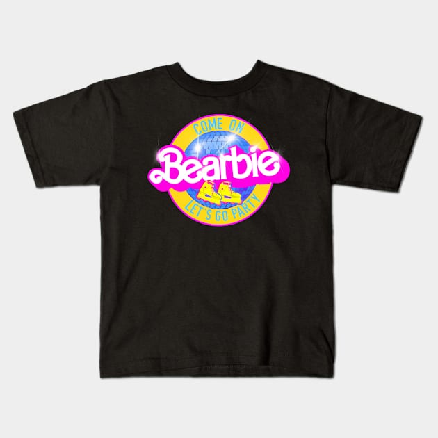 Come on BEARBIE let’s party blue Kids T-Shirt by ART by RAP